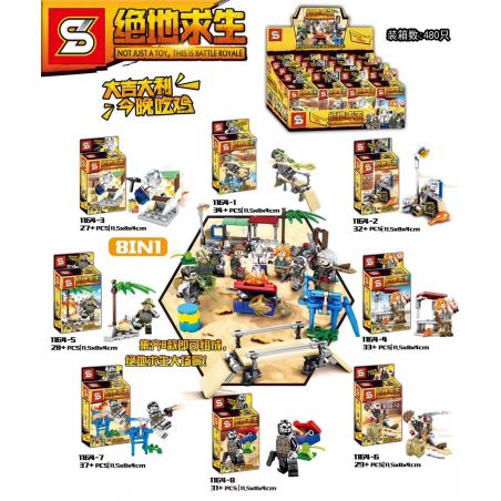 SHENG YUAN SY 1164 non  8 CẢNH MINI CỦA PLAYERUNKNOWN'S BATTLEGROUNDS bộ đồ chơi xếp lắp ráp ghép mô hình Pubg Battlegrounds Bắn Súng 251 khối