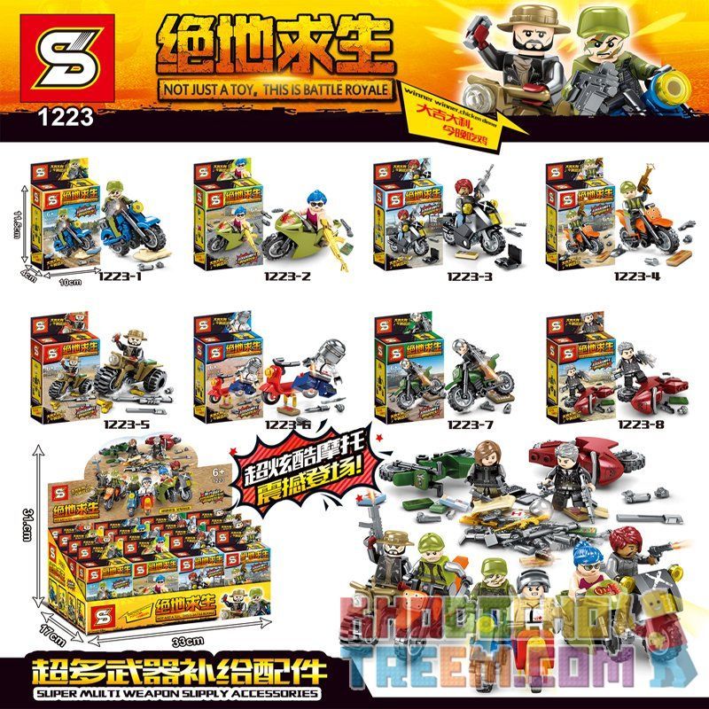 SHENG YUAN SY 1223 non  8 TAY SÚNG LÁI MÔ TÔ bộ đồ chơi xếp lắp ráp ghép mô hình Collectable Minifigures Búp Bê Sưu Tầm