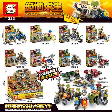 SHENG YUAN SY 1223 non  8 TAY SÚNG LÁI MÔ TÔ bộ đồ chơi xếp lắp ráp ghép mô hình Collectable Minifigures Búp Bê Sưu Tầm