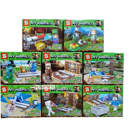 SHENG YUAN SY 1065 non  CUỘC SỐNG THƯỜNG NGÀY 8 TRONG 1 bộ đồ chơi xếp lắp ráp ghép mô hình Minecraft MY WORLD Game Xây Dựng 306 khối