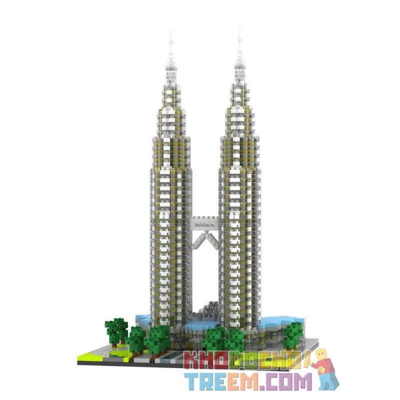 YZ DIAMOND 057 Xếp hình kiểu Nanoblock ARCHITECTURE Kuala Lampur Petronas Tower Tháp đôi Kuala Lampur 2351 khối