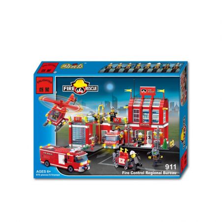 QMAN ENLIGHTEN KEEPPLEY 911 non  TRỤ SỞ CỨU HỎA VỚI TRỰC THĂNG VÀ XE THANG PHUN NƯỚC bộ đồ chơi xếp lắp ráp ghép mô hình City FIRE RESCUE CONTROL REGIONAL BUREAU Thành Phố 970 khối