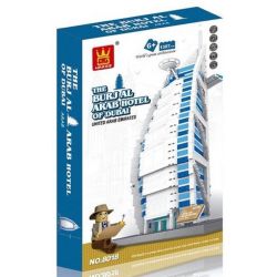 WANGE DR.LUCK 8018 5220 non  KHÁCH SẠN HẠNG SANG BURJAL ARAB Ở DUBAI bộ đồ chơi xếp lắp ráp ghép mô hình Mini Modular THE BURJAL ARAB HOTEL OF DUBAI Đường Phố Thu Nhỏ 1307 khối