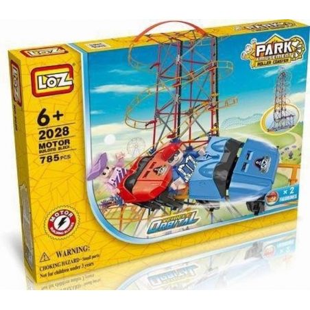 LOZ 2028 C0002 0002 Xếp hình kiểu Nanoblock LOZ ELECTRIC AMUSEMENT PARK Electric Amusement Park Roller Coaster Tàu Lượn Siêu Tốc động Cơ Pin 785 khối có động cơ pin