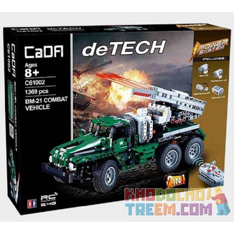 DOUBLEE CADA C61002 61002 non  XẾP HÌNH PHÁO PHẢN LỰC CỦA NGA tỷ lệ 1:20 bộ đồ chơi xếp lắp ráp ghép mô hình  BM-21 COMBAT VEHICLE Kỹ Thuật Công Nghệ Cao Mô Hình Phương Tiện 1369 khối