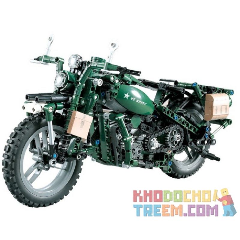 DOUBLEE CADA C51022 51022 non  XE MÁY QUÂN SỰ HARLEY bộ đồ chơi xếp lắp ráp ghép mô hình  WORLD WAR II MOTORCYCLE Kỹ Thuật Công Nghệ Cao Mô Hình Phương Tiện 550 khối