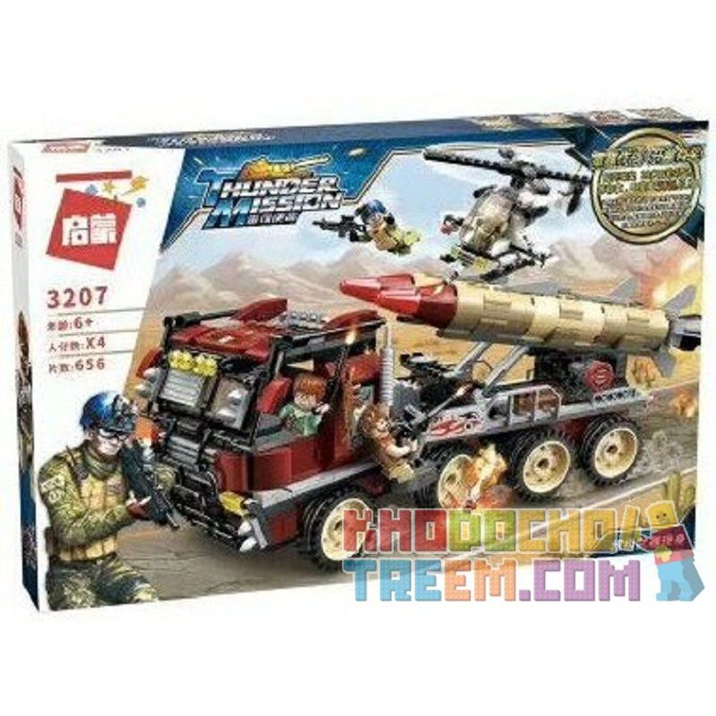 Enlighten 3207 Qman 3207 non  XE TẢI BẮN TÊN LỬA bộ đồ chơi xếp lắp ráp ghép mô hình Thunder Mission THUNDERMISSION Nhiệm Vụ Sấm Sét 656 khối