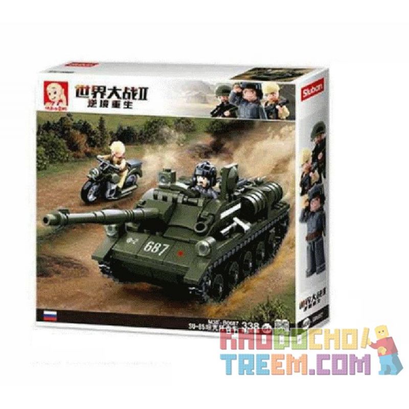SLUBAN M38-B0687 B0687 0687 M38B0687 38-B0687 non  XE TĂNG SU 65 bộ đồ chơi xếp lắp ráp ghép mô hình World War Ii SU-85 TANK DESTROYER Chiến Tranh Thế Giới Thứ 2 338 khối