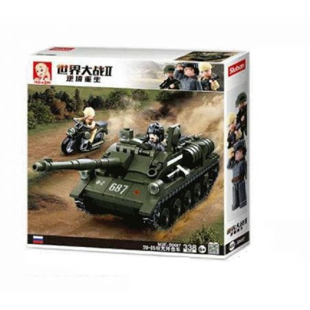 SLUBAN M38-B0687 B0687 0687 M38B0687 38-B0687 non  XE TĂNG SU 65 bộ đồ chơi xếp lắp ráp ghép mô hình World War Ii SU-85 TANK DESTROYER Chiến Tranh Thế Giới Thứ 2 338 khối