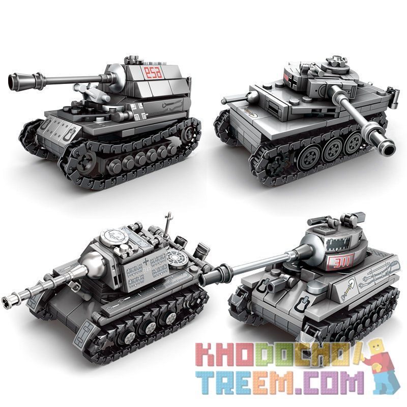 SEMBO 101213 101214 101215 101216 non  4 XE TĂNG KẾT HỢP THÀNH 1 LỚN bộ đồ chơi xếp lắp ráp ghép mô hình Empires Of Steel Đế Chế Thép 957 khối