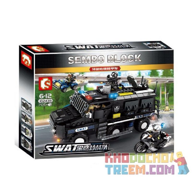SEMBO 102438 non  ĐỘI CẢNH SÁT ĐẶC NHIỆM SWAT bộ đồ chơi xếp lắp ráp ghép mô hình Swat Special Force 705 khối