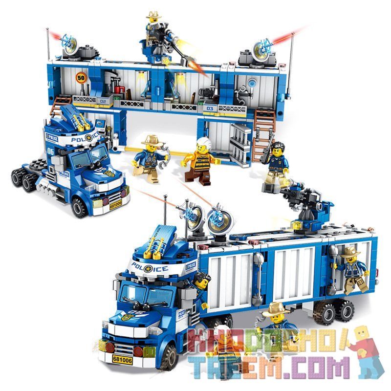 PanlosBrick 681006 Panlos Brick 681006 non  XE CẢNH SÁT DI DỘNG bộ đồ chơi xếp lắp ráp ghép mô hình Police 707 khối