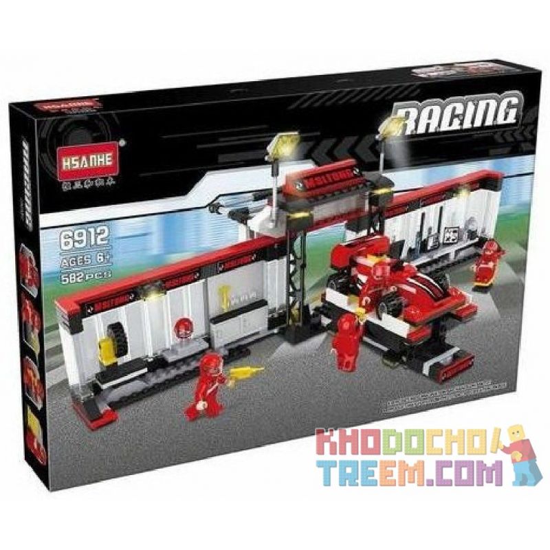 HSANHE 6912 Xếp hình kiểu  SPEED CHAMPIONS Pit Stop Trạm Sửa Chữa Xe đua 582 khối