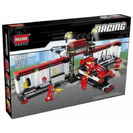 HSANHE 6912 Xếp hình kiểu  SPEED CHAMPIONS Pit Stop Trạm Sửa Chữa Xe đua 582 khối
