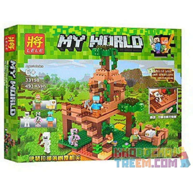 LELE 33198 non  THẾ GIỚI SINH TỒN bộ đồ chơi xếp lắp ráp ghép mô hình Minecraft MY WORLD Game Xây Dựng 493 khối