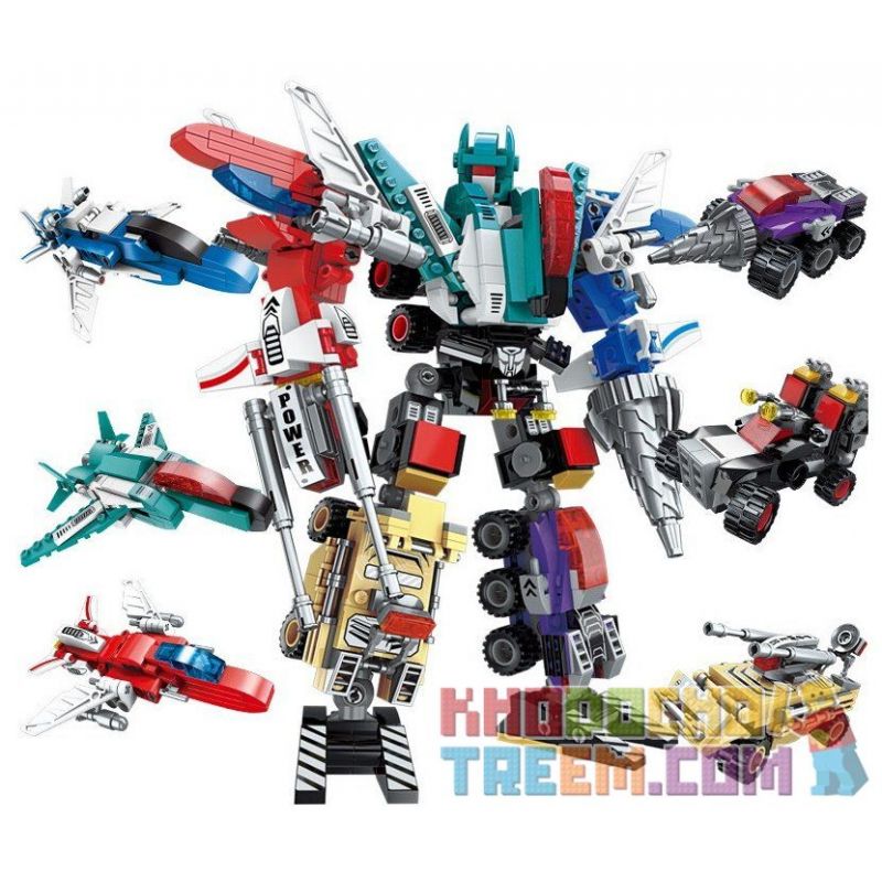 Enlighten 1412 Qman 1412 non  NGƯỜI MÁY BIẾN HÌNH 6 TRONG 1 bộ đồ chơi xếp lắp ráp ghép mô hình Transformers CREATIVE MASTER Robot Đại Chiến Người Máy Biến Hình 498 khối