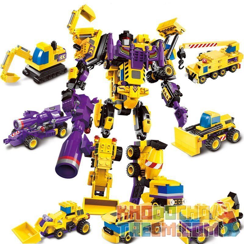 Enlighten 1401 Qman 1401 non  XẾP HÌNH CHIẾN THẦN 7 TRONG 1 bộ đồ chơi xếp lắp ráp ghép mô hình Transformers CREATIVE MASTER Robot Đại Chiến Người Máy Biến Hình 599 khối