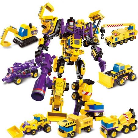 Enlighten 1401 Qman 1401 non  XẾP HÌNH CHIẾN THẦN 7 TRONG 1 bộ đồ chơi xếp lắp ráp ghép mô hình Transformers CREATIVE MASTER Robot Đại Chiến Người Máy Biến Hình 599 khối
