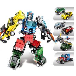SEMBO 103225 103226 103227 103228 non  NGƯỜI MÁY BIẾN HÌNH KẾT HỢP 7 LOẠI Ô TÔ THÀNH ROBOT bộ đồ chơi xếp lắp ráp ghép mô hình Transformers MECHA OF STEEL Robot Đại Chiến Người Máy Biến Hình 777 khối