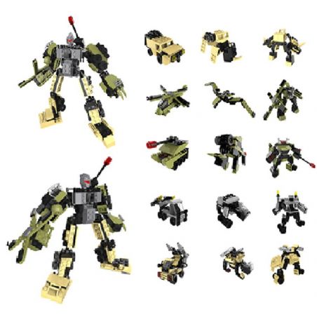 QIZHILE 5005 Xếp hình kiểu  TRANSFORMERS Những Phương Tiện Quân Sự Kết Hợp Thành Robot Cần Dịch 502 khối