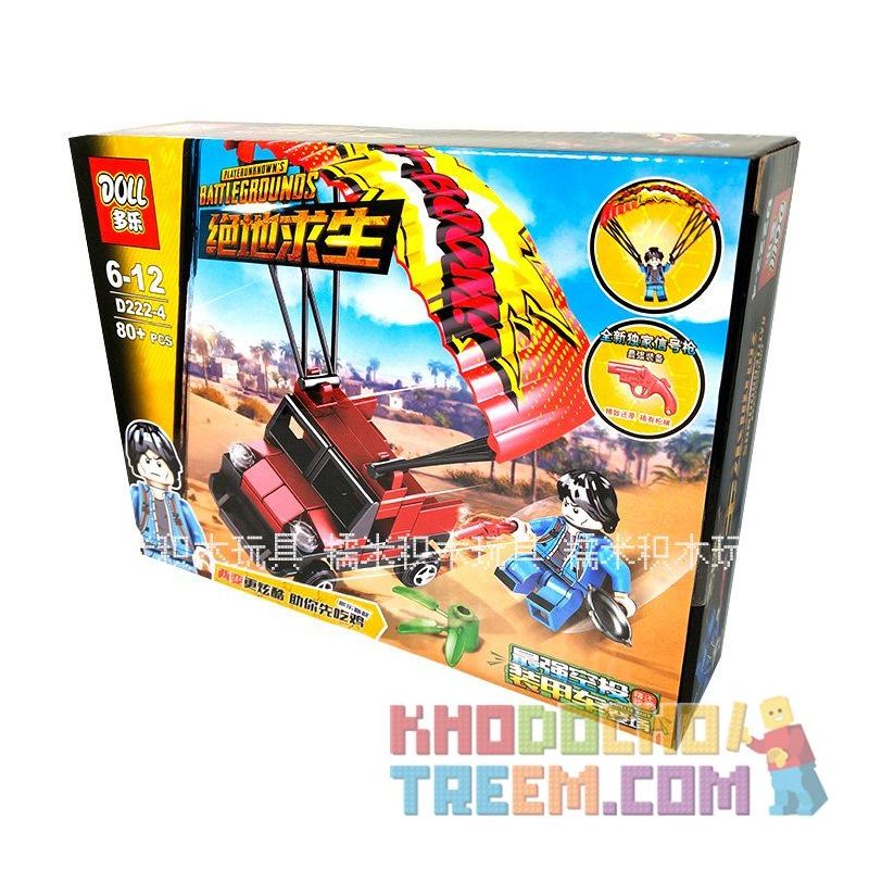 DOLL D222-4 222-4 Xếp hình kiểu  PUBG BATTLEGROUNDS Xe ô Tô Thả Dù 80 khối