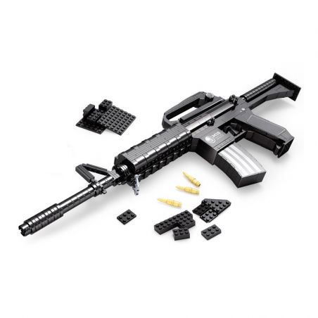 AUSINI 22607 non  SÚNG TRƯỜNG M16 bộ đồ chơi xếp lắp ráp ghép mô hình Gun TOP GUN DISMOUNTING SERIES M16 ASSAULT RIFLE 524 khối