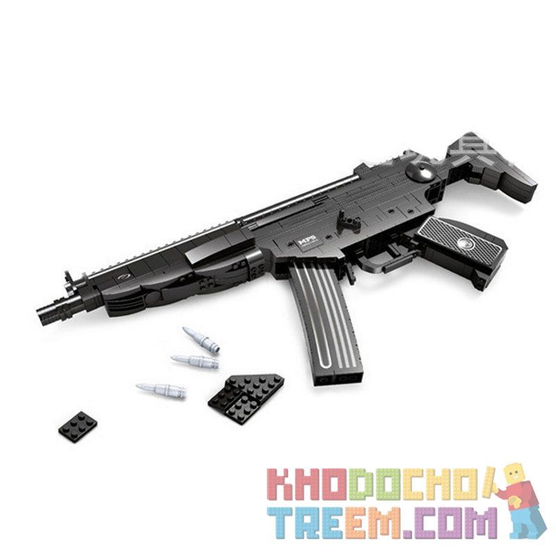 AUSINI 22705 Xếp hình kiểu  BLOCK GUN Submachine Gun MP5 Súng Tiểu Liên MP5 597 khối