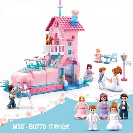 SLUBAN M38-B0770 B0770 0770 M38B0770 38-B0770 non  LỄ ĐÍNH HÔN bộ đồ chơi xếp lắp ráp ghép mô hình Happy Wedding Season Mùa Cưới Hạnh Phúc 398 khối