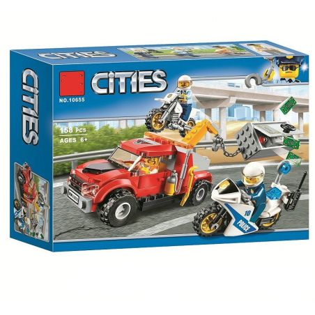 NOT  TOW TRUCK TROUBLE 60137 Bela 10655 Lari 10655 xếp lắp ráp ghép mô hình ĐUỔI BẮT KẺ TRỘM XE TẢI SỰ CỐ KÉO City Thành Phố 144 khối