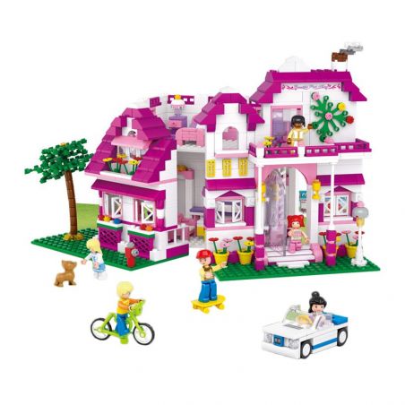 SLUBAN M38-B0536 B0536 0536 M38B0536 38-B0536 non  BIỆT THỰ MÀU HỒNG bộ đồ chơi xếp lắp ráp ghép mô hình Girl's Dream VILLA Giấc Mơ Con Gái 726 khối