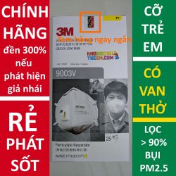 Khẩu trang trẻ em 3M 9003V KN90 lọc hơn 90% bụi siêu mịn PM2.5 có van thở