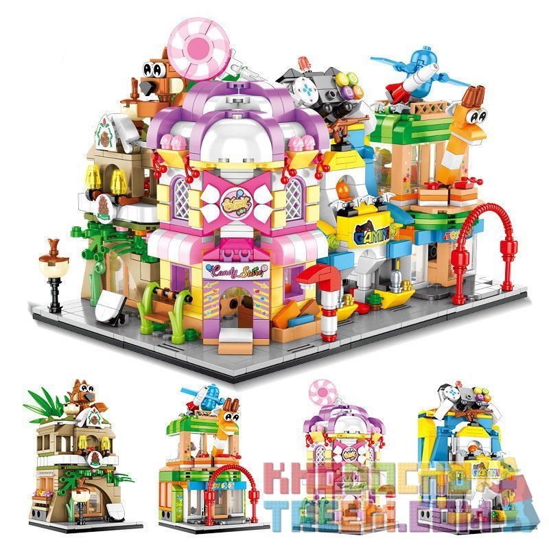 SEMBO 601051 601052 601053 601054 non  CỬA HÀNG CÀ PHÊ ĐỒ CHƠI ĐIỆN TỬ KẸO bộ đồ chơi xếp lắp ráp ghép mô hình Mini Modular SEMBO BLOCK Đường Phố Thu Nhỏ 1199 khối