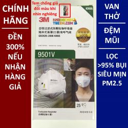 Khẩu trang 3M 9501V KN95 có đệm mũi lọc hơn 95% bụi siêu mịn PM2.5 có van thở, đeo tai, chính hãng nâng cấp của 9501VT
