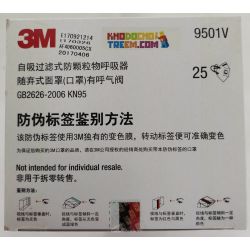 Khẩu trang 3M 9501V KN95 có đệm mũi lọc hơn 95% bụi siêu mịn PM2.5 có van thở, đeo tai, chính hãng nâng cấp của 9501VT