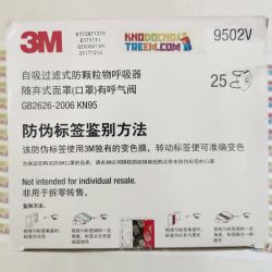 Khẩu trang 3M 9502V KN95 có đệm mũi lọc hơn 95% bụi siêu mịn PM2.5 có van thở, đeo đầu, chun tổng hợp, chính hãng nâng cấp của 9