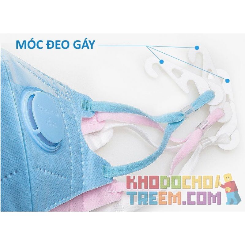 Khẩu trang trẻ em 3 - 10 tuổi KN95 Breazwell 530V lọc hơn 95% bụi siêu mịn PM2.5 có van thở, đệm mũi, chun vải mềm, đeo cả tai l