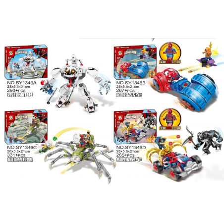 SHENG YUAN SY SY1346 1346 non  NGƯỜI MÁY CỦA VENOM VÀ XE CHIẾN ĐẤU NHỆN bộ đồ chơi xếp lắp ráp ghép mô hình Super Heroes SUPER ARANEID-MAN Siêu Nhân Anh Hùng 1153 khối