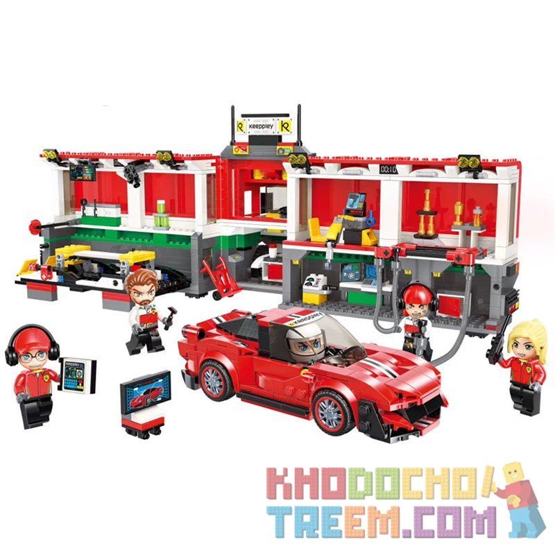 Enlighten 4204 Qman 4204 non  TRẠM PIT TRONG TRƯỜNG ĐUA bộ đồ chơi xếp lắp ráp ghép mô hình Minecity Thành Phố Mỏ 1095 khối