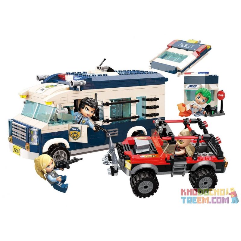 Enlighten 1935 Qman 1935 non  THÀNH PHỐ CỦA TÔI KHỦNG HOẢNG VẬN CHUYỂN NHÀ TÙ bộ đồ chơi xếp lắp ráp ghép mô hình Minecity Thành Phố Mỏ 585 khối