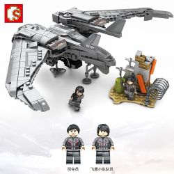 SEMBO 107062 non  MÁY BAY KHÔNG NGƯỜI LÁI bộ đồ chơi xếp lắp ráp ghép mô hình Shanghai Fortress Pháo Đài Thượng Hải 722 khối