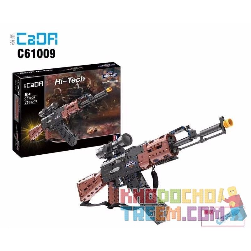 DOUBLEE CADA C61009 61009 non  SÚNG TRƯỜNG TẤN CÔNG AK47 bộ đồ chơi xếp lắp ráp ghép mô hình  AK-47 ASSAULT RIFLE Kỹ Thuật Công Nghệ Cao Mô Hình Phương Tiện 738 khối