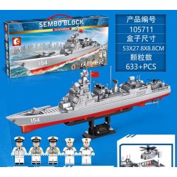 SEMBO 105711 non  JAGGED TẢI LẠI NẶNG TÀU KHU TRỤC TÊN LỬA 052D bộ đồ chơi xếp lắp ráp ghép mô hình Iron Blood Heavy Equipment Đặc Nhiệm Máu Và Sắt 633 khối