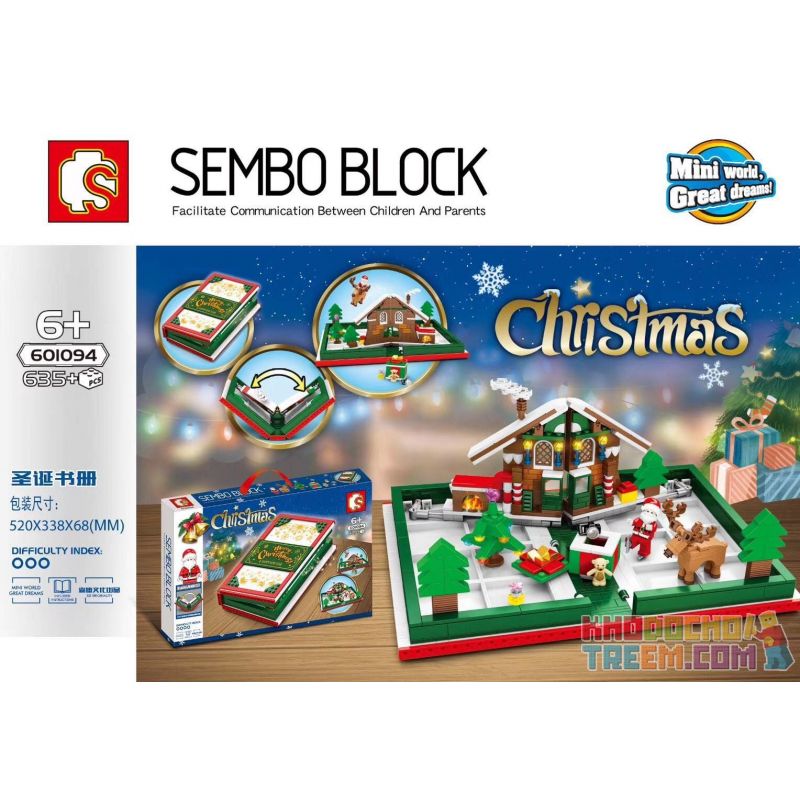 SEMBO 601094 non  SÁCH GIÁNG SINH bộ đồ chơi xếp lắp ráp ghép mô hình Creator CHRISTMAS Sáng Tạo 635 khối