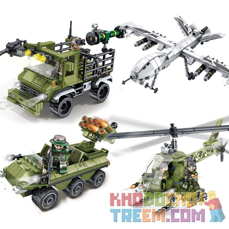 SEMBO 105475 105476 105477 105478 non  BIỆT ĐỘI KHÔNG CHIẾN bộ đồ chơi xếp lắp ráp ghép mô hình Iron Blood Heavy Equipment Đặc Nhiệm Máu Và Sắt 885 khối