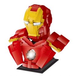 LEZHUANG LZ19303 19303 REBRICKABLE MOC-35640 35640 MOC35640 SHENG YUAN SY SY7598 7598 non  TƯỢNG BÁN THÂN NGƯỜI SẮT bộ đồ chơi xếp lắp ráp ghép mô hình Super Heroes IRON MAN BUST Siêu Nhân Anh Hùng 1450 khối