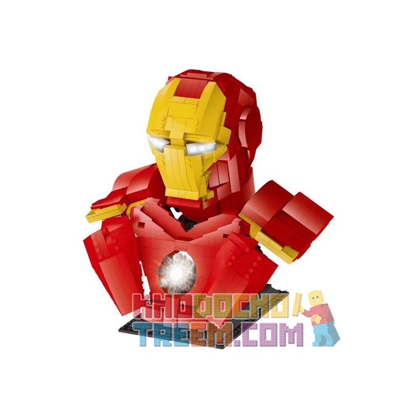 LEZHUANG LZ19303 19303 REBRICKABLE MOC-35640 35640 MOC35640 SHENG YUAN SY SY7598 7598 non  TƯỢNG BÁN THÂN NGƯỜI SẮT bộ đồ chơi xếp lắp ráp ghép mô hình Super Heroes IRON MAN BUST Siêu Nhân Anh Hùng 1450 khối
