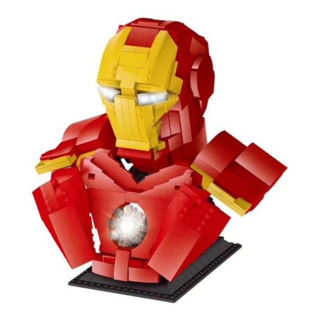 LEZHUANG LZ19303 19303 REBRICKABLE MOC-35640 35640 MOC35640 SHENG YUAN SY SY7598 7598 non  TƯỢNG BÁN THÂN NGƯỜI SẮT bộ đồ chơi xếp lắp ráp ghép mô hình Super Heroes IRON MAN BUST Siêu Nhân Anh Hùng 1450 khối