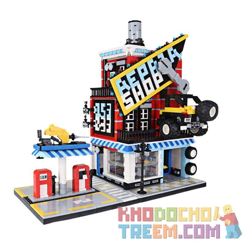 WANGE 6314 non  TRUNG TÂM SỬA CHỮA Ô TÔ bộ đồ chơi xếp lắp ráp ghép mô hình Creator THE CAR SERVICE CENTER Sáng Tạo 2120 khối