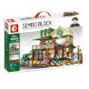 SEMBO 601093 non  ÁNH SÁNG QUÁN CÀ PHÊ BÌNH THƯỜNG bộ đồ chơi xếp lắp ráp ghép mô hình Creator Sáng Tạo 2059 khối