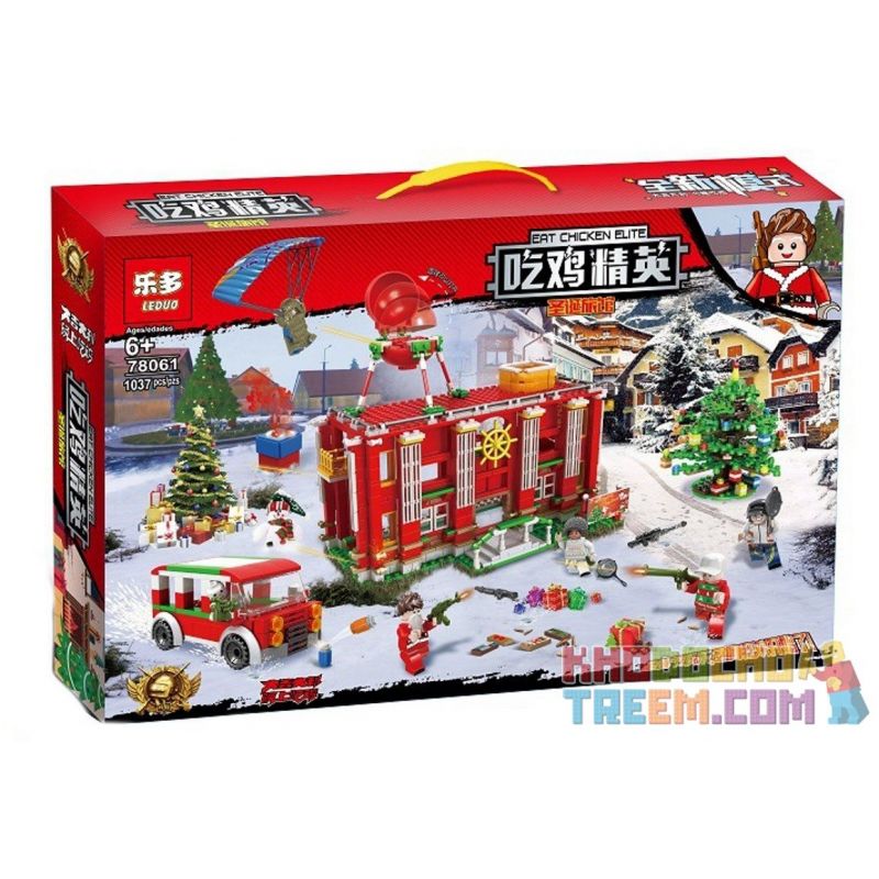 LEDUO 78061 non  TRẬN CHIẾN SINH TỒN bộ đồ chơi xếp lắp ráp ghép mô hình Pubg Battlegrounds EAT CHICKEN ELITE Bắn Súng 1037 khối